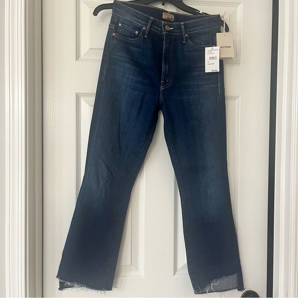 MOTHER the Insider Crop Step Fray in Home Movies Straight Leg Jeans Denim